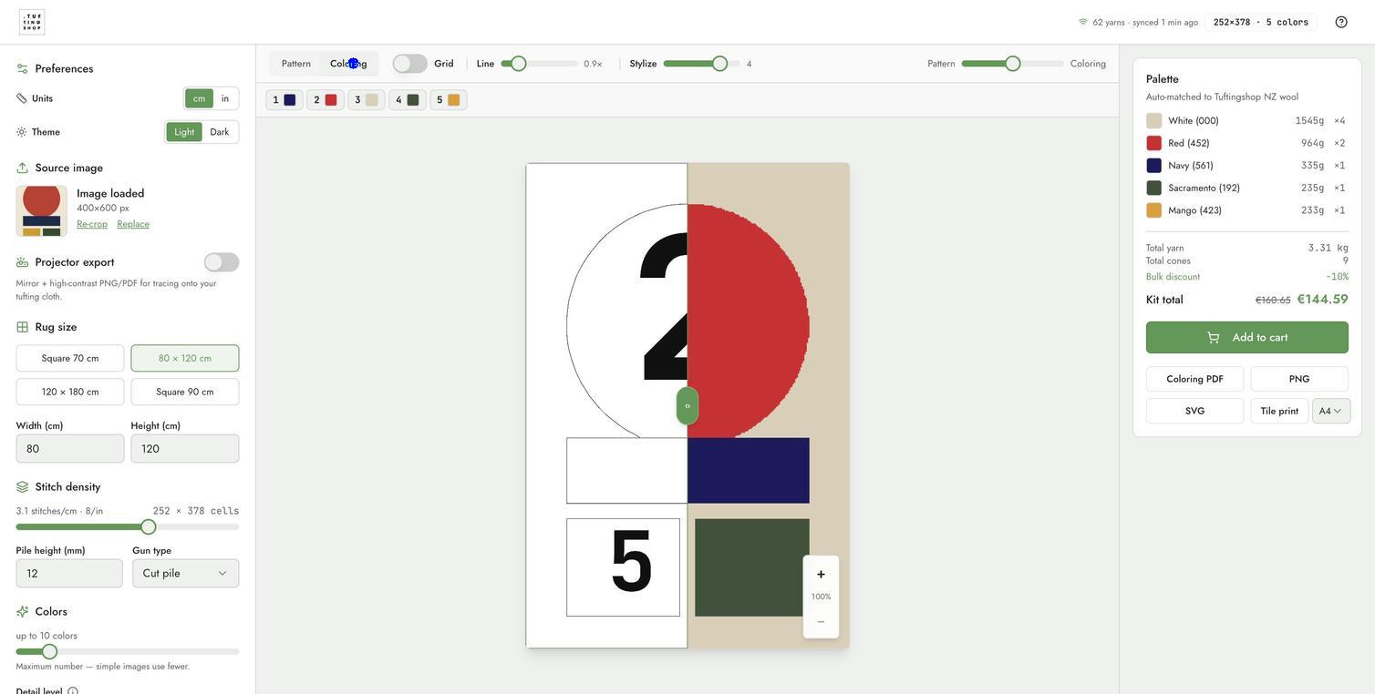 Coloring tab with Stylize set to 4, showing smoother region outlines